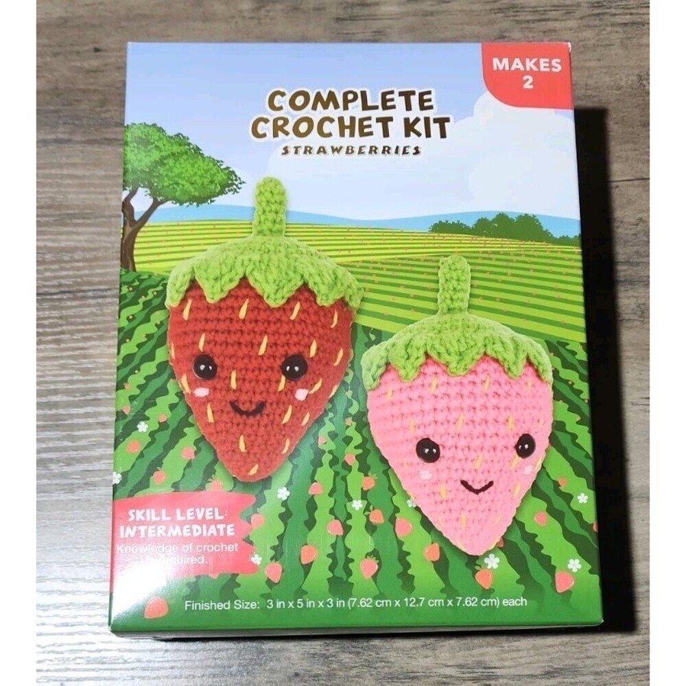 Needle Creations Makes 2 Strawberries Complete Crochet Kit